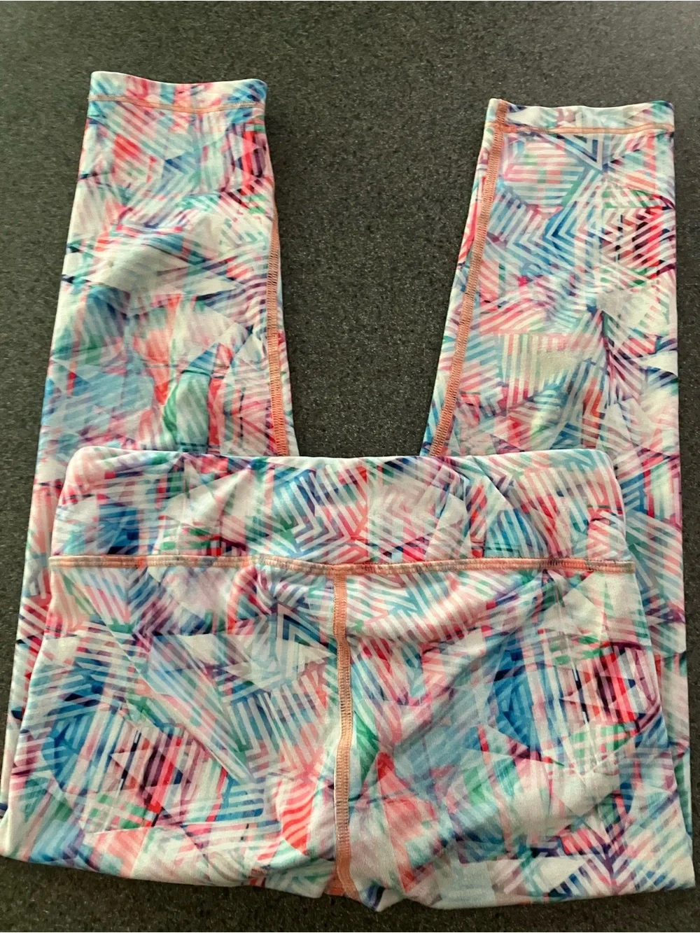 Athleta Girls' Multicolor Geo Stripe Leggings - Pink, Blue, Green
